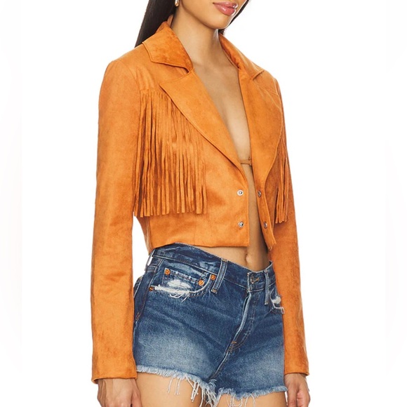 Revolve More To Come Kiara Suede Fringe Jacket in Camel size Small $108 - Picture 14 of 15